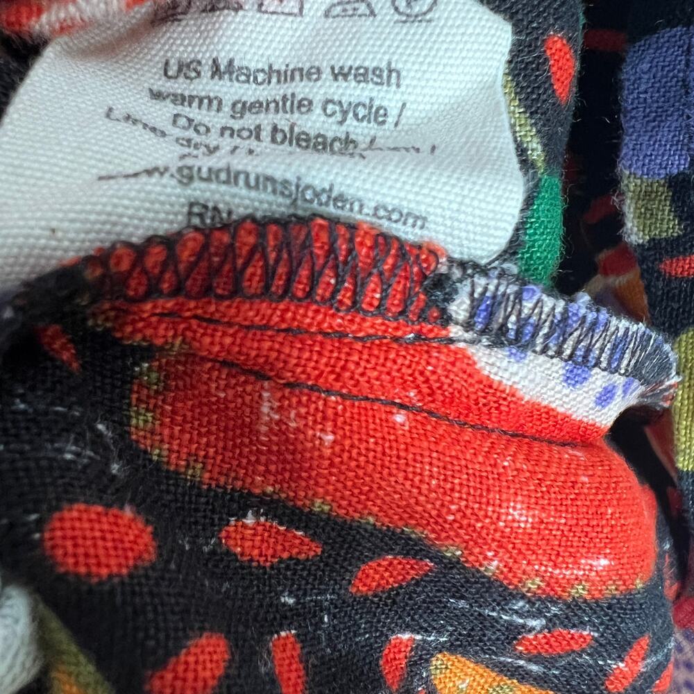 Gudrun Sjoden Dress Women's Sz S Linen Black Orange Fruit Lagenlook Cottagecore - Picture 10 of 10